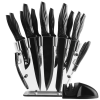 Knife Set with Block,Sharpener,Acrylic Stand 17 PCS Black High Carbon Stainless Steel Kitchen Knives