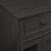 Classic Glass-Door Bar Cabinet with Bottle Storage – Graphite