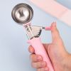 1pc; Pink PP Stainless Steel Semi-automatic Pastry Spoon; Stainless Steel Ice Cream Scoop