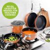 10-Piece (7" & 9") Cast Aluminum Textured Ceramic Nonstick Coated Cookware Set with Utensils