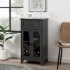 Classic Glass-Door Bar Cabinet with Bottle Storage – Graphite